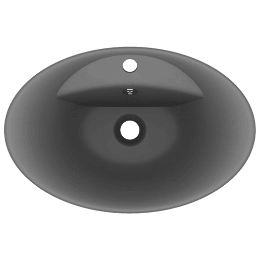 Lavatório - Lavabo - Pia de banheiro luxuoso oval 58,5x39 cm cerâmica cinza-escuro mate