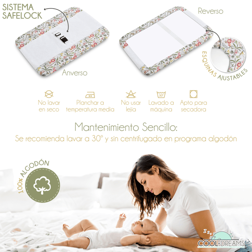 Capa para trocador de bebê 50x80 em turco branco absorvente com Safelock (Safari Jungle)