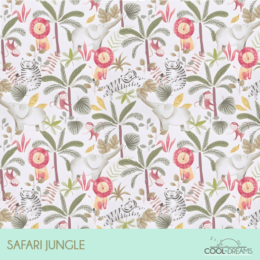 Capa para trocador de bebê 50x80 em turco branco absorvente com Safelock (Safari Jungle)