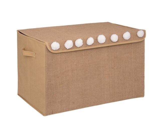 Well home - baúl infantil en yute con pompones