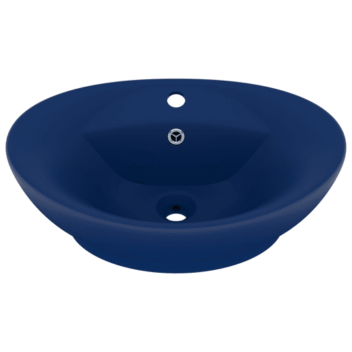 Lavatório - Lavabo - Pia de banheiro luxuoso oval 58,5x39 cm cerâmica azul-escuro mate