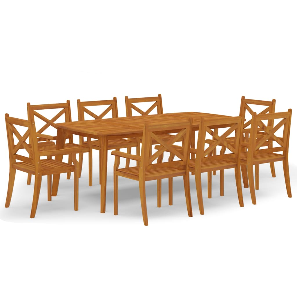 Juego de comedor de jardín 9 piezas madera maciza de acacia