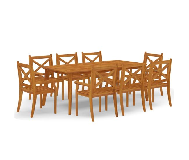 Juego de comedor de jardín 9 piezas madera maciza de acacia