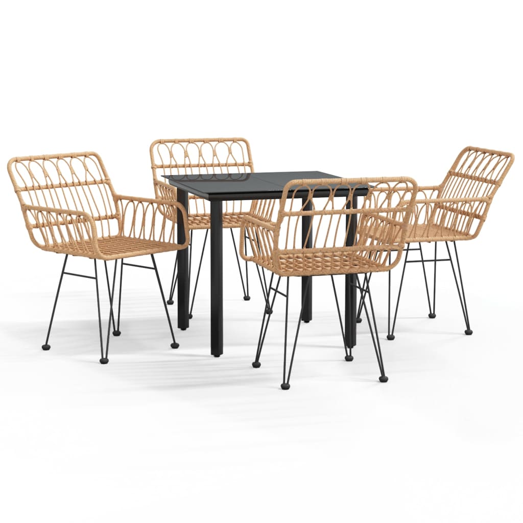 Juego de comedor de jardín 5 piezas ratán sintético