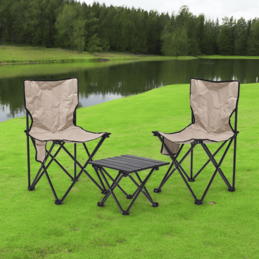 Conjunto de Campismo Well Home com 2 Cadeiras e 1 Mesa Dobrável