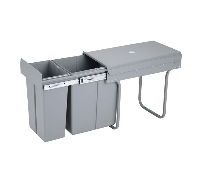 Cubo de basura bajo fregadero 10l+20l, extraíbles, con tapa