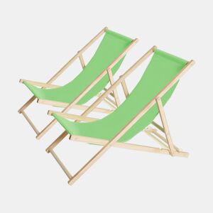 Conjunto de 2 espreguiçadeiras de madeira Chilienne - 107 x 56,5 x 81 cm - Verde
