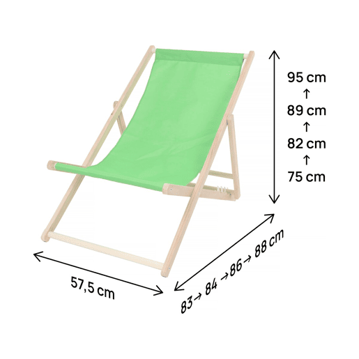 Conjunto de 2 espreguiçadeiras de madeira Chilienne - 107 x 56,5 x 81 cm - Verde