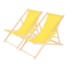 Conjunto de 2 espreguiçadeiras de madeira u201CChilenau201D - Amarelo