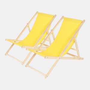 Conjunto de 2 espreguiçadeiras de madeira u201CChilenau201D - Amarelo