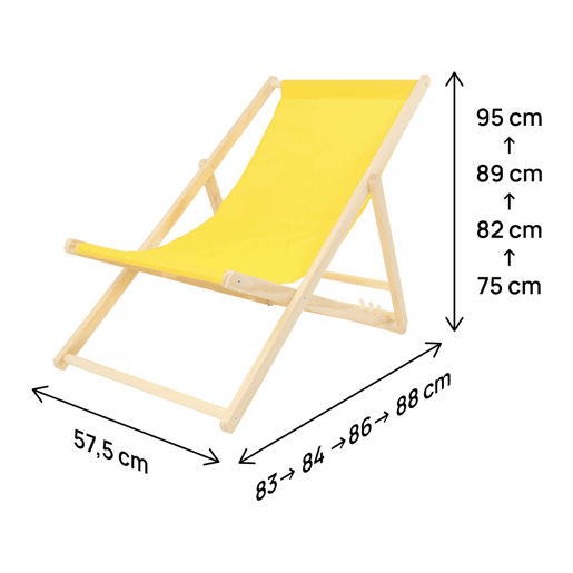 Conjunto de 2 espreguiçadeiras de madeira u201CChilenau201D - Amarelo