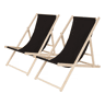 Conjunto de 2 espreguiçadeiras de madeira Chilienne - 107 x 56,5 x 81 cm - Preto
