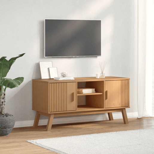 Móvel de TV - Modulo de TV - Armário de TV OLDEN 114x43x57cm madeira de pinho maciça castanho