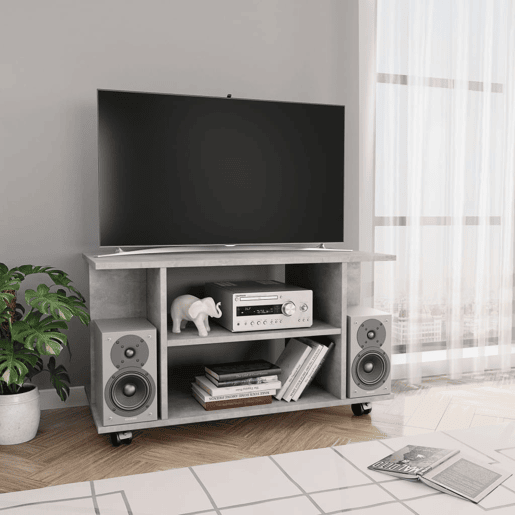 Móvel de TV - Modulo de TV - Armário de TV com rodas 80x40x45cm deriv.madeira cinzento cimento