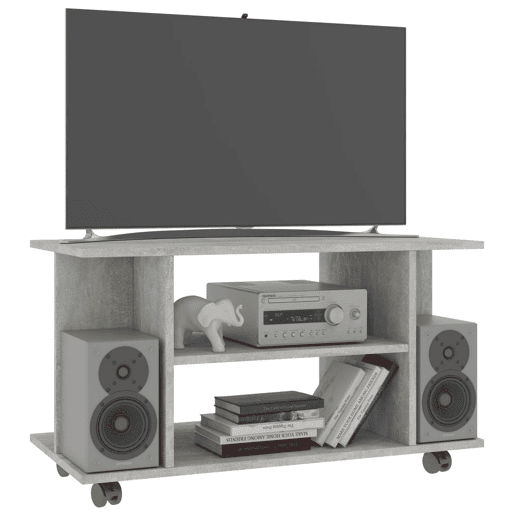 Móvel de TV - Modulo de TV - Armário de TV com rodas 80x40x45cm deriv.madeira cinzento cimento