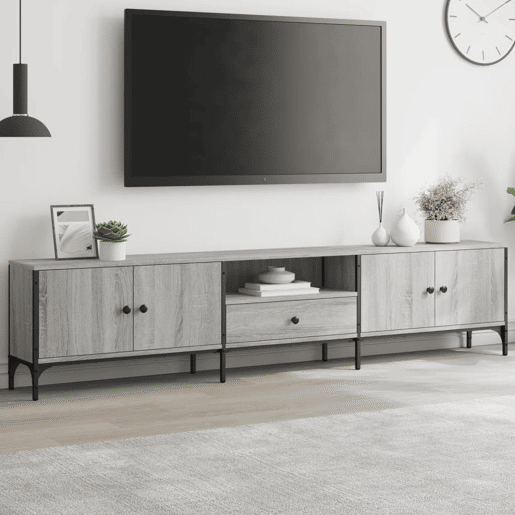Móvel TV - Modulo de TV - Armário de TV c gaveta 200x25x44 cm derivados madeira cinza sonoma