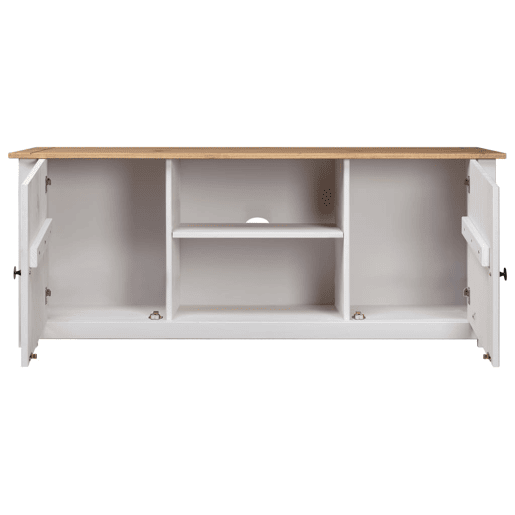 Móvel de TV - Modulo de TV - Armário de TV 120x40x50 cm madeira de pinho maciça Panama branco