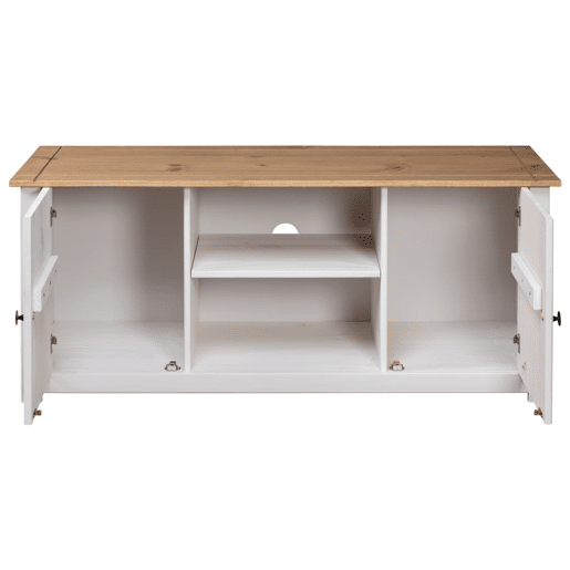 Móvel de TV - Modulo de TV - Armário de TV 120x40x50 cm madeira de pinho maciça Panama branco