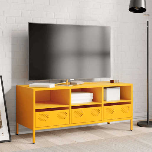 Móvel TV - Modulo de TV - Armário de TV 101,5x39x43,5 cm aço laminado a frio amarelo mostarda
