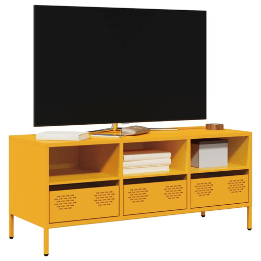 Móvel TV - Modulo de TV - Armário de TV 101,5x39x43,5 cm aço laminado a frio amarelo mostarda