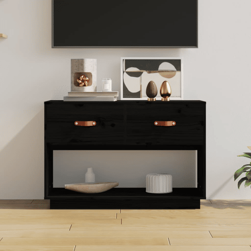 Móvel de TV - Modulo de TV - Armário de TV 90x40x60 cm madeira de pinho maciça preto