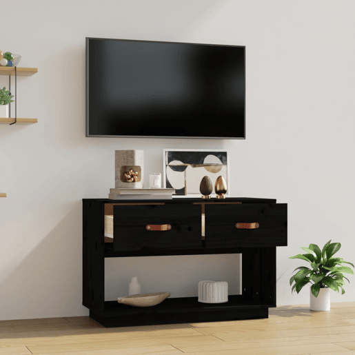 Móvel de TV - Modulo de TV - Armário de TV 90x40x60 cm madeira de pinho maciça preto