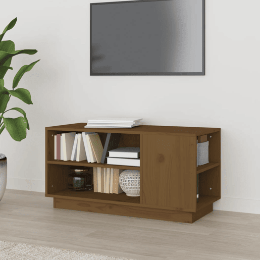 Móvel de TV - Modulo de TV - Armário de TV 80x35x40,5 cm madeira de pinho maciça castanho mel