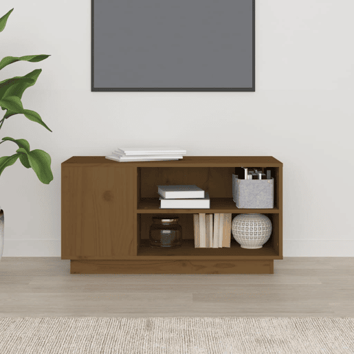 Móvel de TV - Modulo de TV - Armário de TV 80x35x40,5 cm madeira de pinho maciça castanho mel