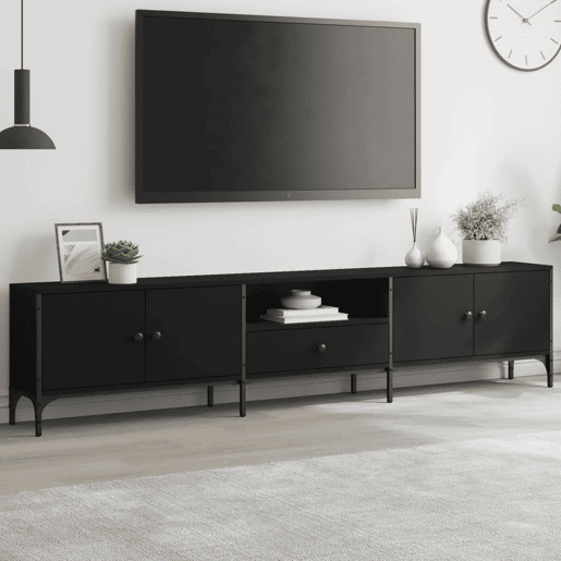 Móvel de TV - Modulo de TV - Armário de TV c gaveta 200x25x44 cm derivados de madeira preto