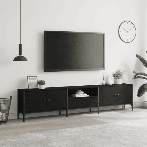 Móvel de TV - Modulo de TV - Armário de TV c gaveta 200x25x44 cm derivados de madeira preto