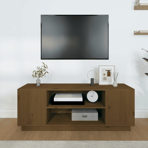 Móvel de TV - Modulo de TV - Armário de TV 110x35x40,5 cm madeira de pinho maciça castanho mel