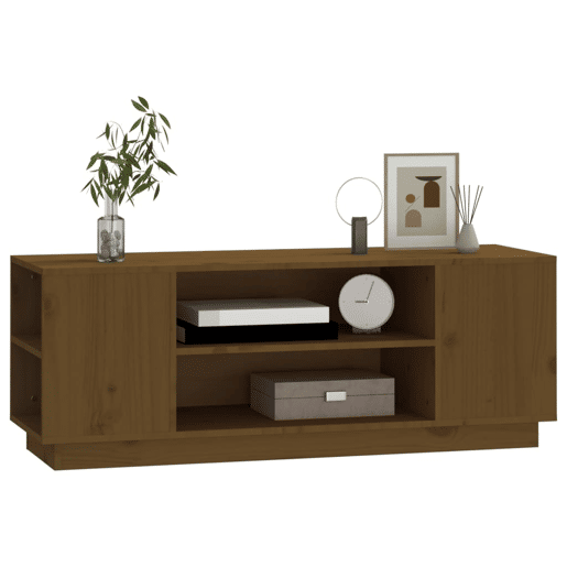 Móvel de TV - Modulo de TV - Armário de TV 110x35x40,5 cm madeira de pinho maciça castanho mel