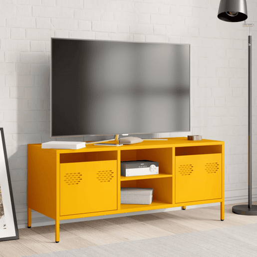 Móvel TV - Modulo de TV - Armário de TV 101,5x39x43,5 cm aço laminado a frio amarelo mostarda