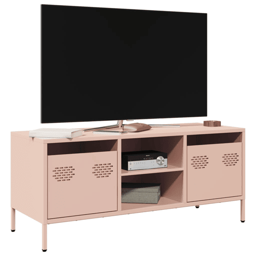 Móvel de TV - Modulo de TV - Armário de TV 101,5x39x43,5 cm aço laminado a frio rosa