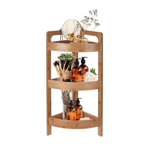 Prateleira de banheiro Well Home com 3 prateleiras em bambu Alt.61cm