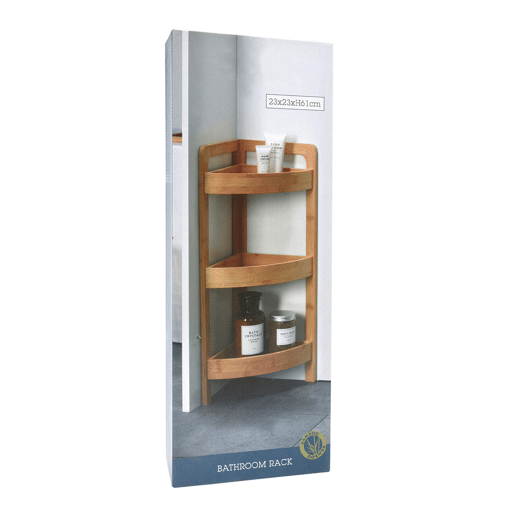 Prateleira de banheiro Well Home com 3 prateleiras em bambu Alt.61cm