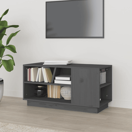Móvel de TV - Modulo de TV - Armário de TV 80x35x40,5 cm madeira de pinho maciça cinzento