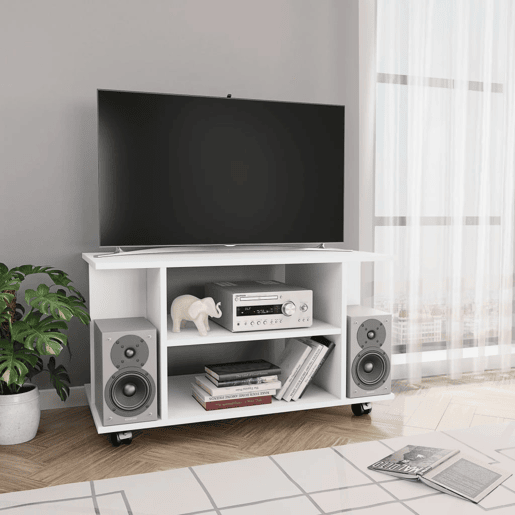 Móvel de TV - Modulo de TV - Armário de TV com rodas 80x40x45 cm deriv.madeira branco