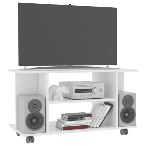Móvel de TV - Modulo de TV - Armário de TV com rodas 80x40x45 cm deriv.madeira branco