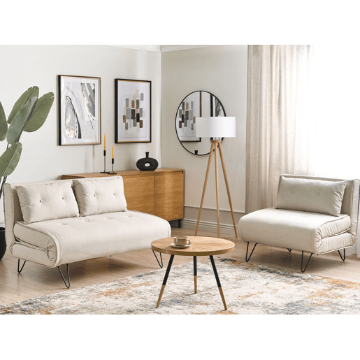 Conjunto de sala de estar VESTFOLD Tecido Creme claro 3 lugares