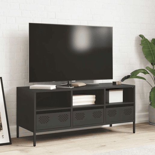 Móvel de TV - Modulo de TV - Armário de TV 101,5x39x43,5 cm aço laminado a frio preto