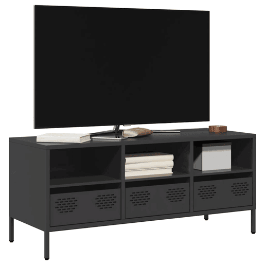 Móvel de TV - Modulo de TV - Armário de TV 101,5x39x43,5 cm aço laminado a frio preto