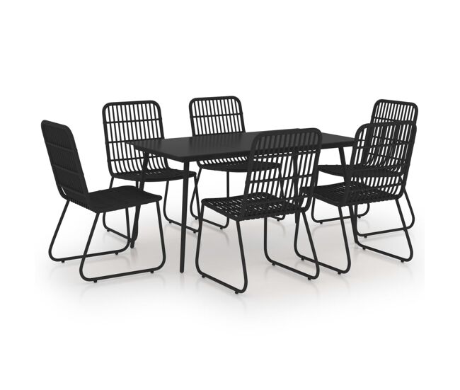 Juego de comedor para jardín 7 piezas ratán sintético y vidrio