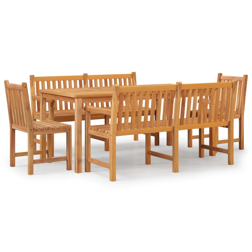 Juego de comedor para jardín 5 piezas madera maciza de teca