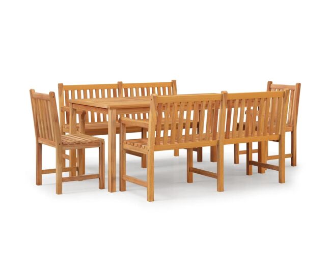 Juego de comedor para jardín 5 piezas madera maciza de teca