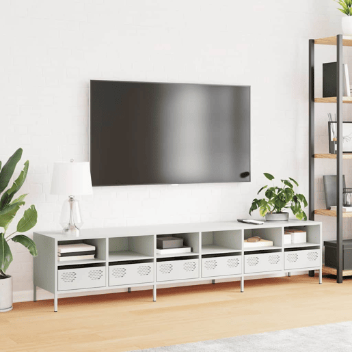 Móvel de TV - Modulo de TV - Armário de TV 202x39x43,5 cm aço laminado a frio branco
