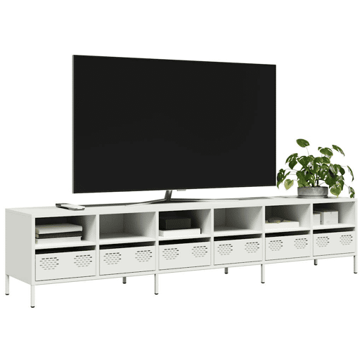 Móvel de TV - Modulo de TV - Armário de TV 202x39x43,5 cm aço laminado a frio branco