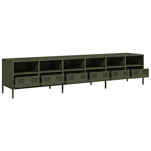 Móvel de TV - Modulo de TV - Armário de TV 202x39x43,5 cm aço laminado a frio verde-azeitona