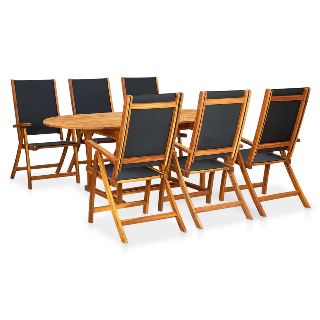 Set de comedor de jardín 7 piezas madera maciza de acacia