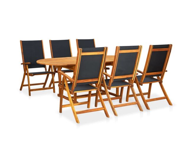 Set de comedor de jardín 7 piezas madera maciza de acacia